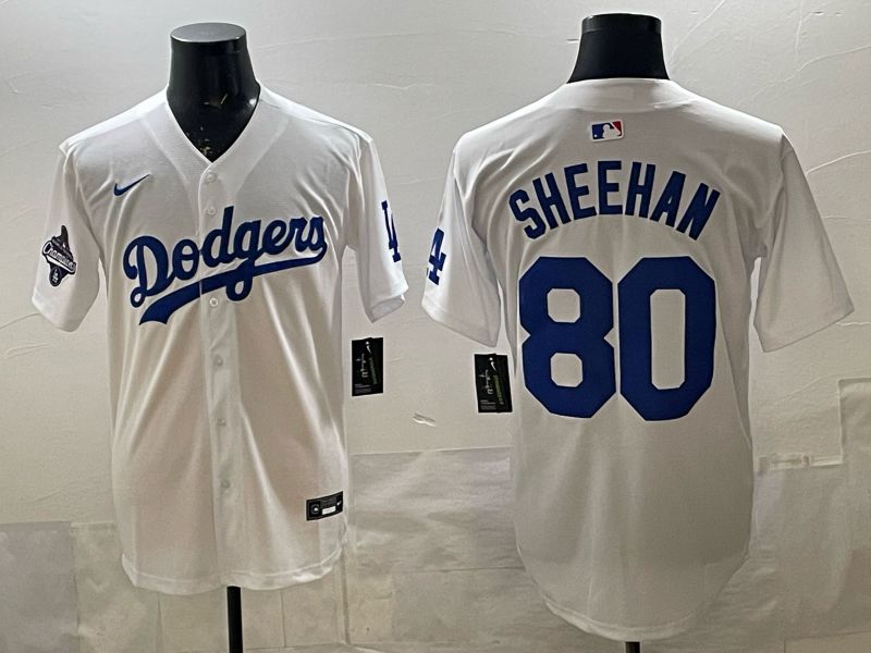 Men 2026 Nike Los Angeles Dodgers #80 Sheehan White Game MLB Jersey 011->customized nba jersey->Custom Jersey